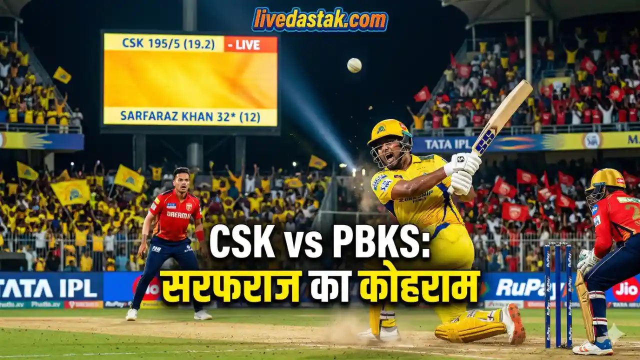 CSK vs PBKS: 12 गेंदों में 32 रन! सरफराज खान का तूफान, चेन्नई का बड़ा स्कोर