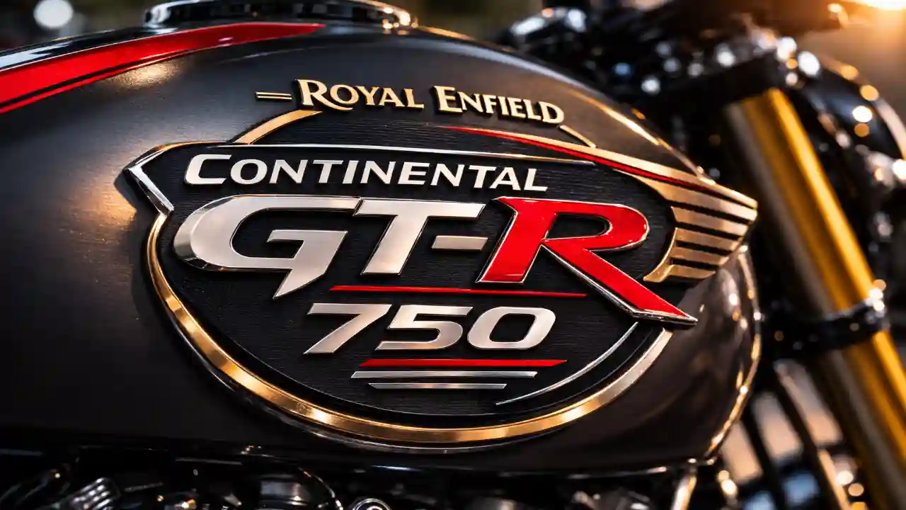 Royal Enfield Continental GT-R 750 badge closeup on fuel tank